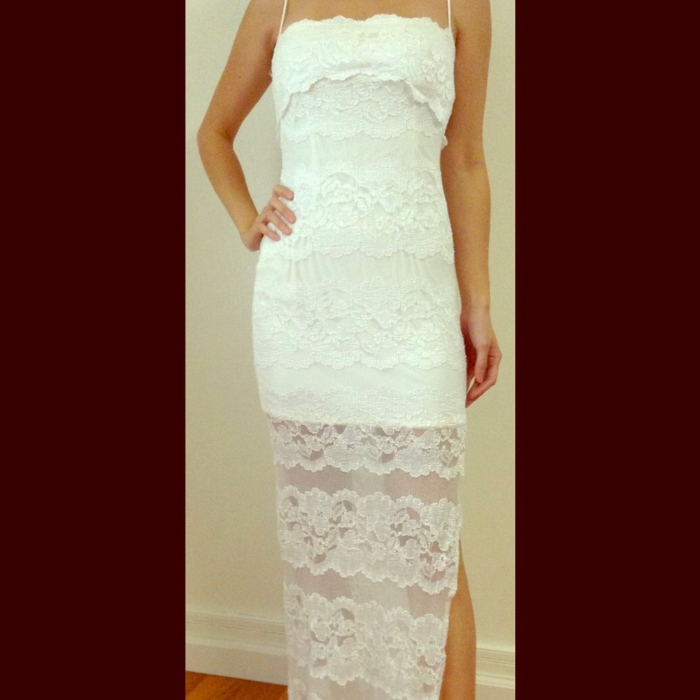 White lace long dress